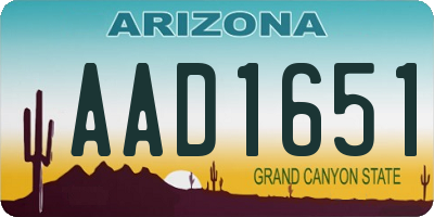 AZ license plate AAD1651