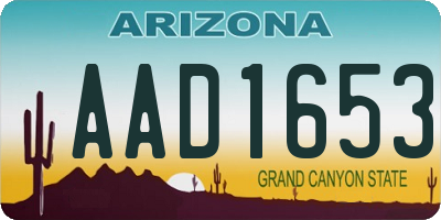 AZ license plate AAD1653