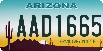 AZ license plate AAD1665