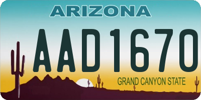 AZ license plate AAD1670