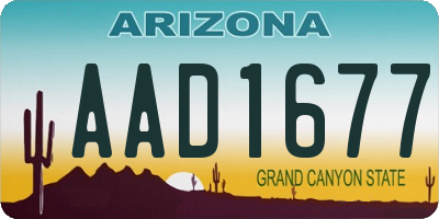 AZ license plate AAD1677