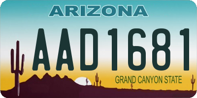 AZ license plate AAD1681