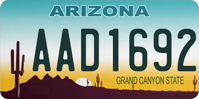 AZ license plate AAD1692