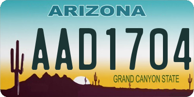 AZ license plate AAD1704