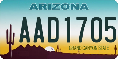 AZ license plate AAD1705