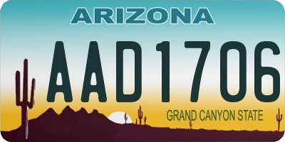 AZ license plate AAD1706