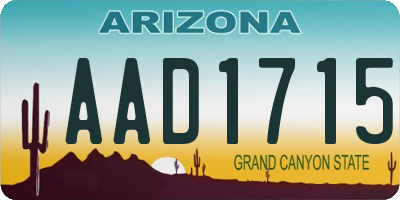 AZ license plate AAD1715