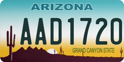 AZ license plate AAD1720