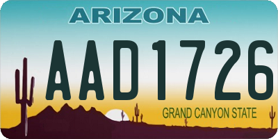 AZ license plate AAD1726