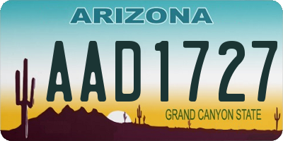 AZ license plate AAD1727