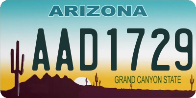 AZ license plate AAD1729
