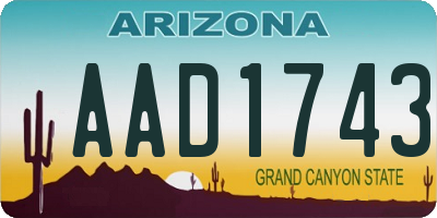 AZ license plate AAD1743