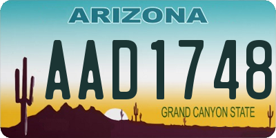 AZ license plate AAD1748
