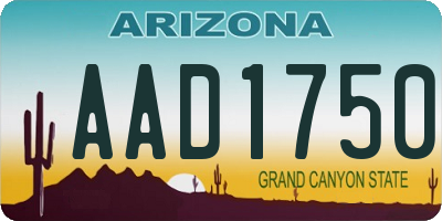 AZ license plate AAD1750