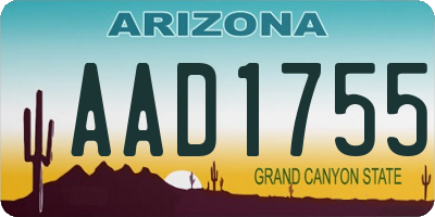 AZ license plate AAD1755