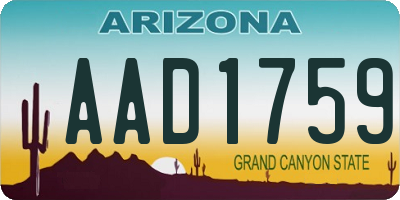 AZ license plate AAD1759