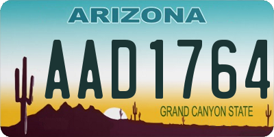 AZ license plate AAD1764