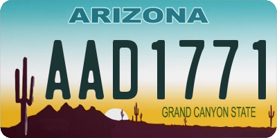 AZ license plate AAD1771