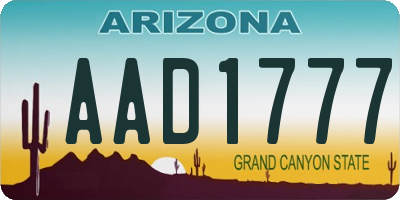 AZ license plate AAD1777