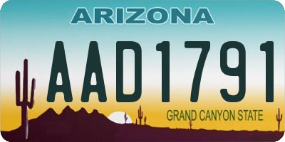 AZ license plate AAD1791
