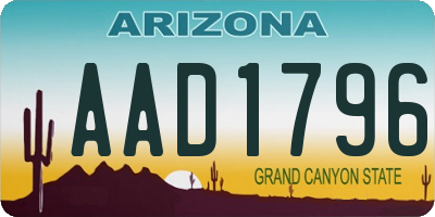 AZ license plate AAD1796