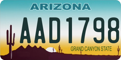 AZ license plate AAD1798