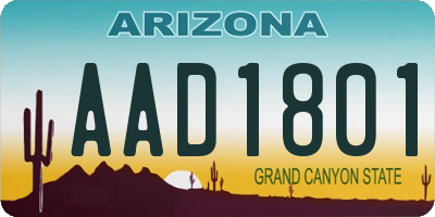 AZ license plate AAD1801