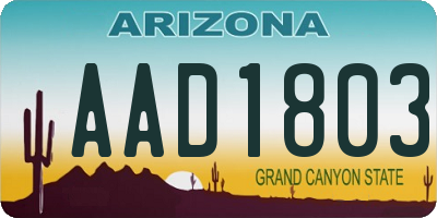 AZ license plate AAD1803