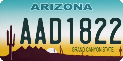 AZ license plate AAD1822