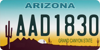 AZ license plate AAD1830