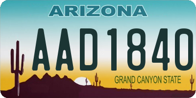 AZ license plate AAD1840