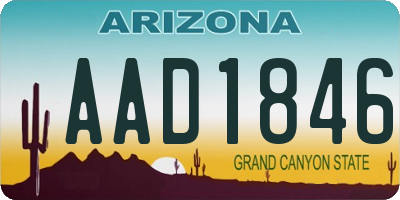 AZ license plate AAD1846