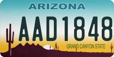 AZ license plate AAD1848