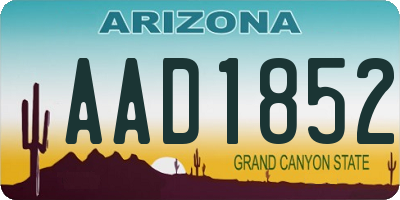 AZ license plate AAD1852