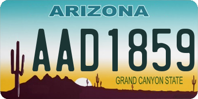 AZ license plate AAD1859