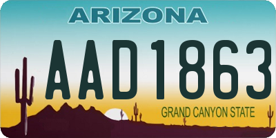 AZ license plate AAD1863