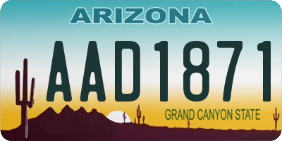 AZ license plate AAD1871