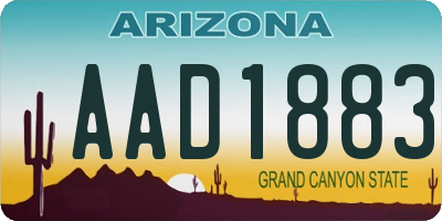 AZ license plate AAD1883