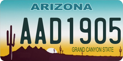 AZ license plate AAD1905