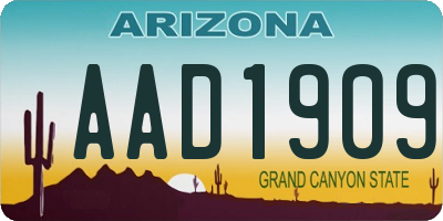 AZ license plate AAD1909