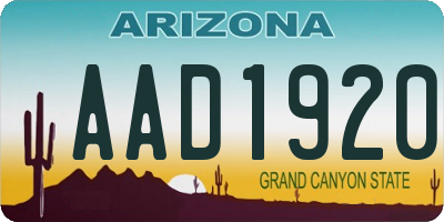 AZ license plate AAD1920