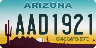 AZ license plate AAD1921
