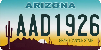 AZ license plate AAD1926