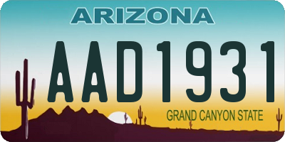 AZ license plate AAD1931