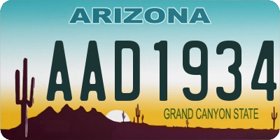 AZ license plate AAD1934