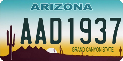 AZ license plate AAD1937