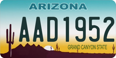 AZ license plate AAD1952