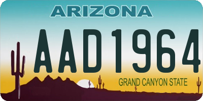 AZ license plate AAD1964