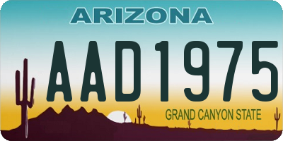 AZ license plate AAD1975