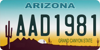 AZ license plate AAD1981